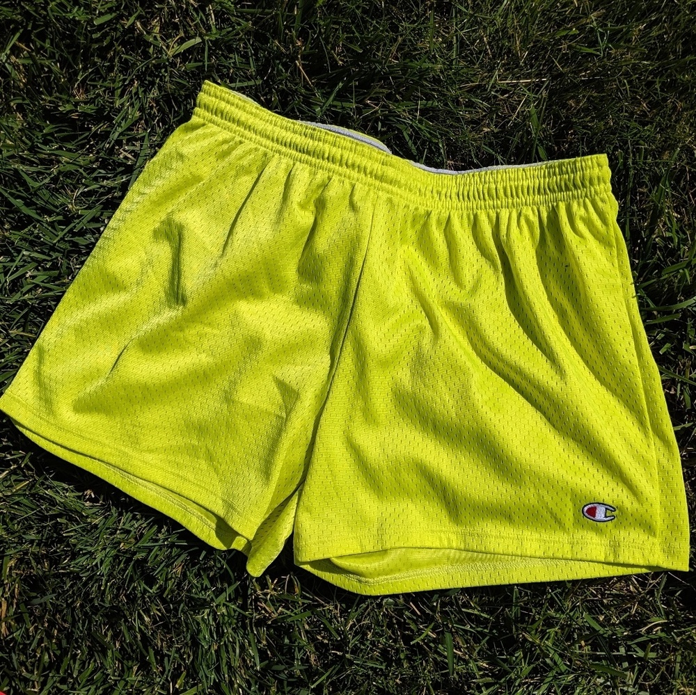 Yellow champion medium athletic shorts elastic